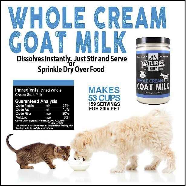 Nature’s Diet Pet Dried Whole Cream Goat Milk for use as High Protein