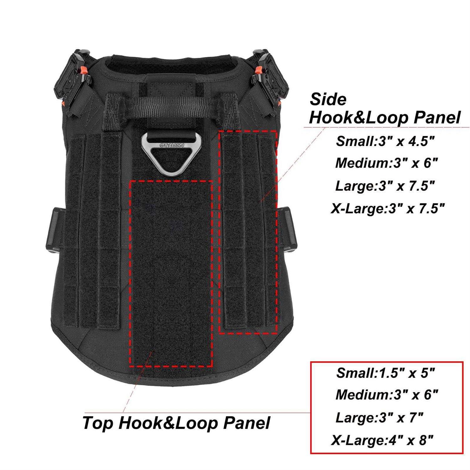 Icefang Tactical Dog Harness Size,2X Metal Buckle,Working Dog MOLLE Vest with Handle,No Pulling Front Leash Clip,Hook and Loop Panel