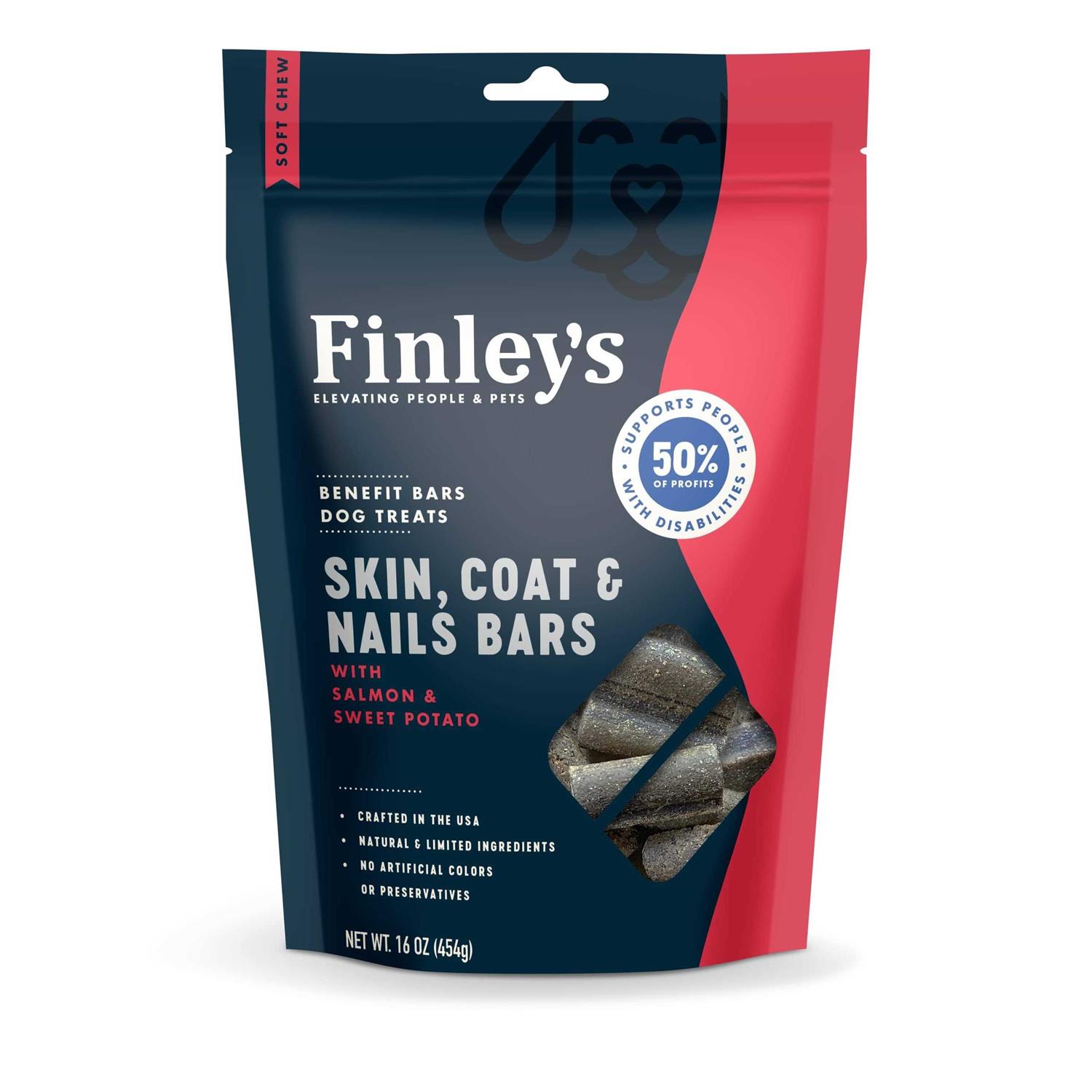 Finley’s Skin Coat & Nails Soft Chew Benefit Bars Dog Treats