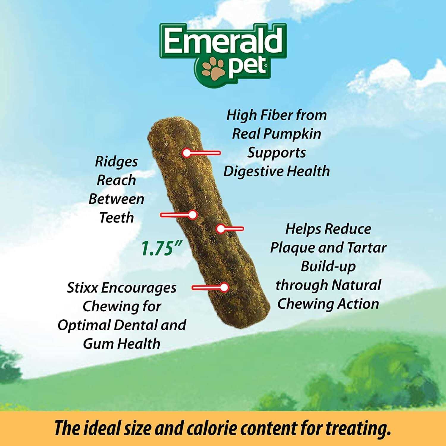 Emerald Pet Feline Dental Stixx Dental Cat Treats Tuna & Pumpkin