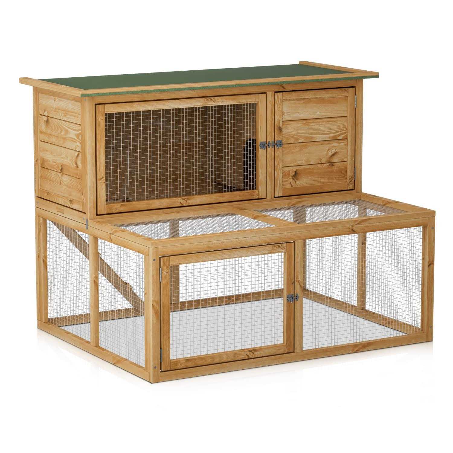Monibloom Outdoor Chicken Coop with 3 Access Areas Outdoor Hen House with Slide-Out Tray