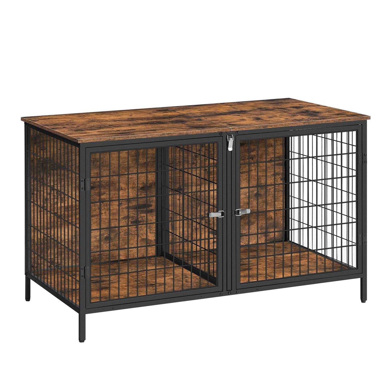 MAHANCRIS Dog Crate Furniture for 2 Dogs 43.3 Dog Kennel with Removable Divider