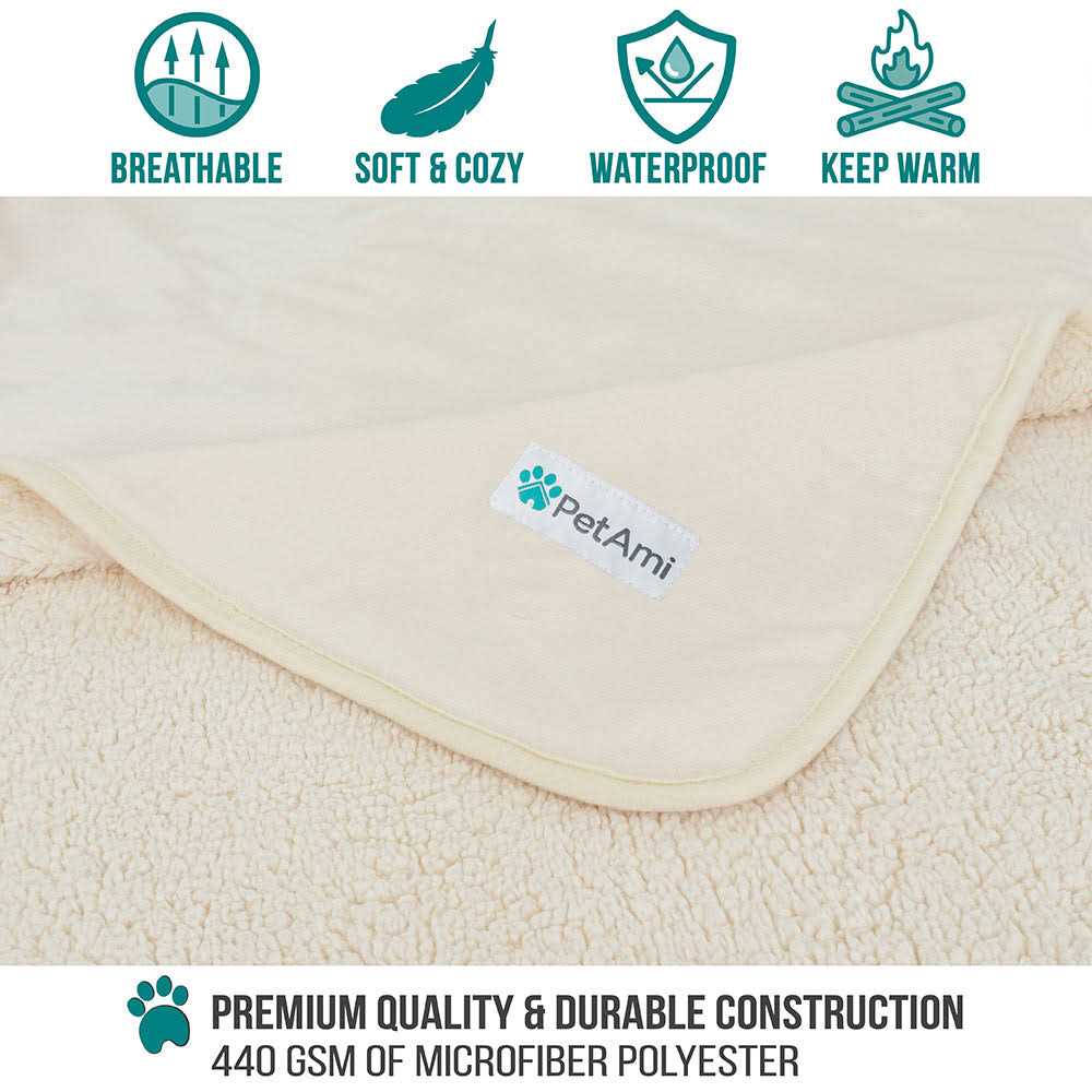 PetAmi Waterproof Dog Blanket Sherpa Fleece Waterproof Pet Blanket For Medium Large Dogs