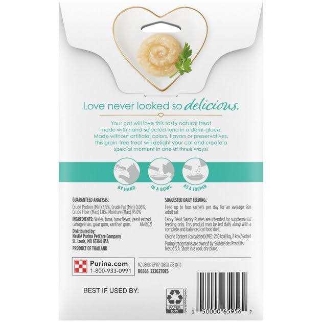 Fancy Feast Squeezable Cat Treats Tube Savory Puree Naturals With Natural Tuna in a Demi-Glace