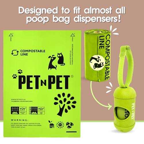 PET N PET Poop Bags 240 Count Compostable Poop Bags 100% Vegetable Based Corn Starch Poop Bags Unscented Dog Poop Bags Refill Rolls