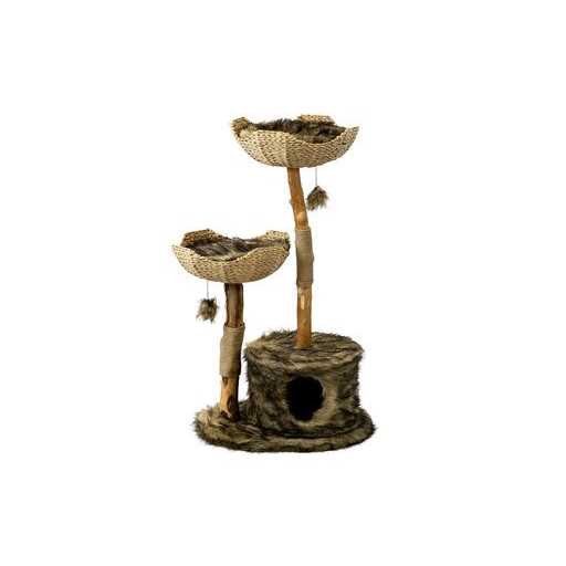 Mau Cento Modern Wooden Cat Tree & Condo, White