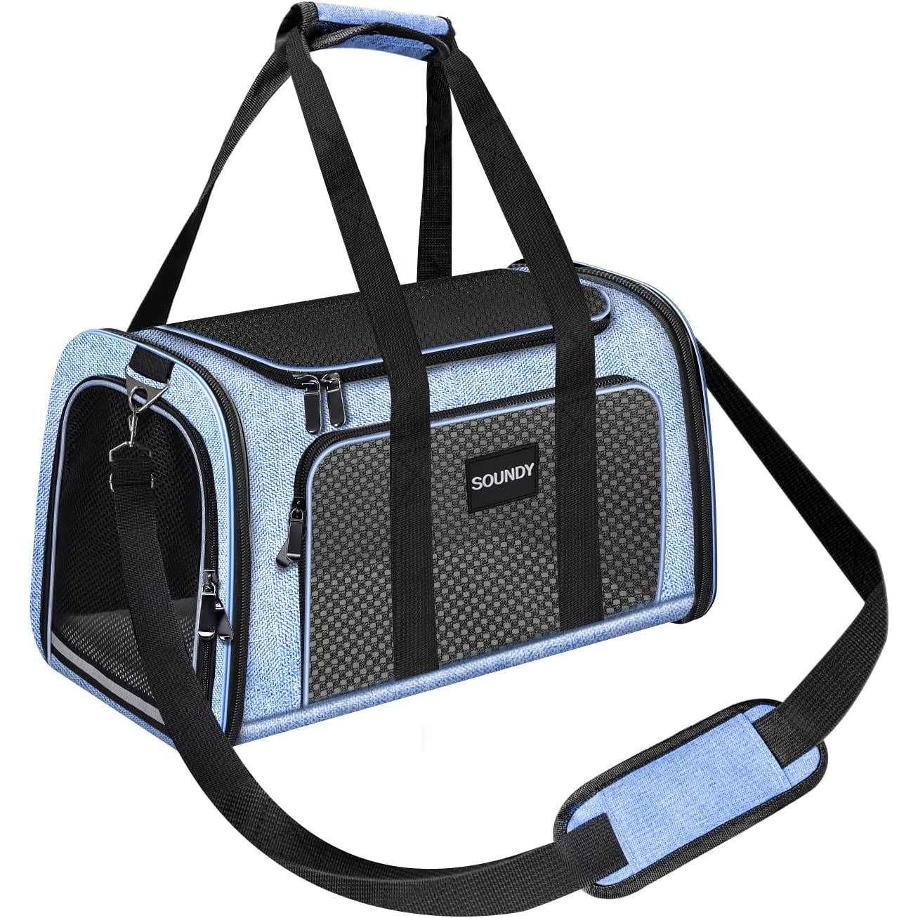 Soundy Dog Carrier Cat Carriers Airline Approved Pet Carrier for Small Medium Dogs Cats Puppies Collapsible Soft Sided Travel Puppy car