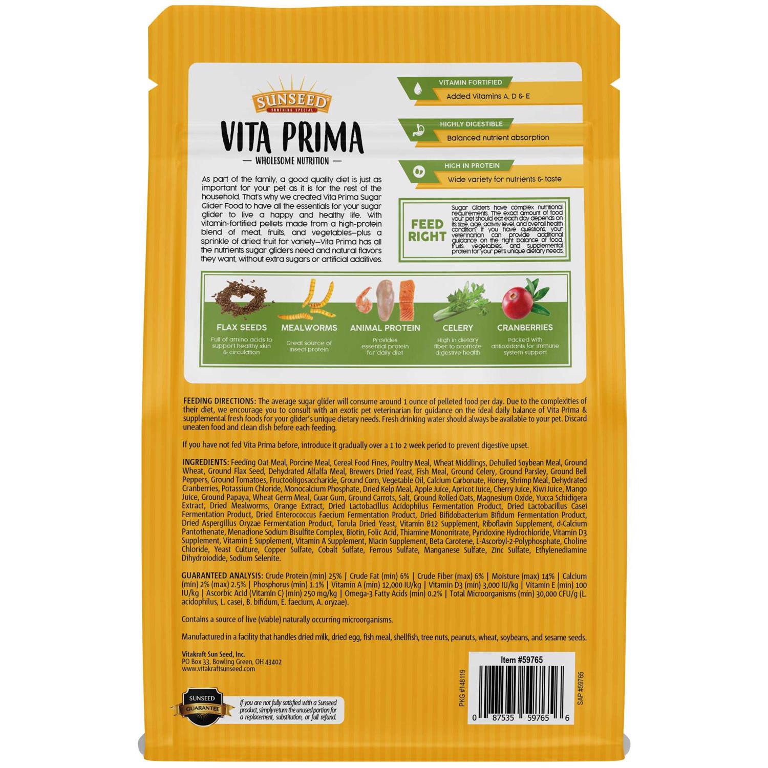 Sunseed Vita Prima Sugar Glider Food