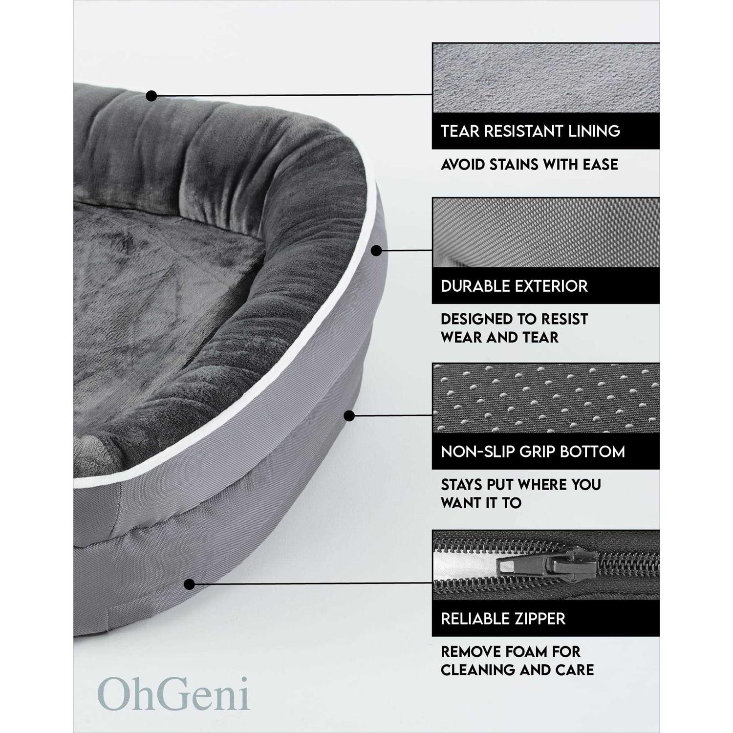 Ohgeni Orthopedic Dog Bed for Large Dogs, Oversized Couch Design with Egg Foam Support, Removable, Machine Washable Plush Cover and Non-slip Bottom