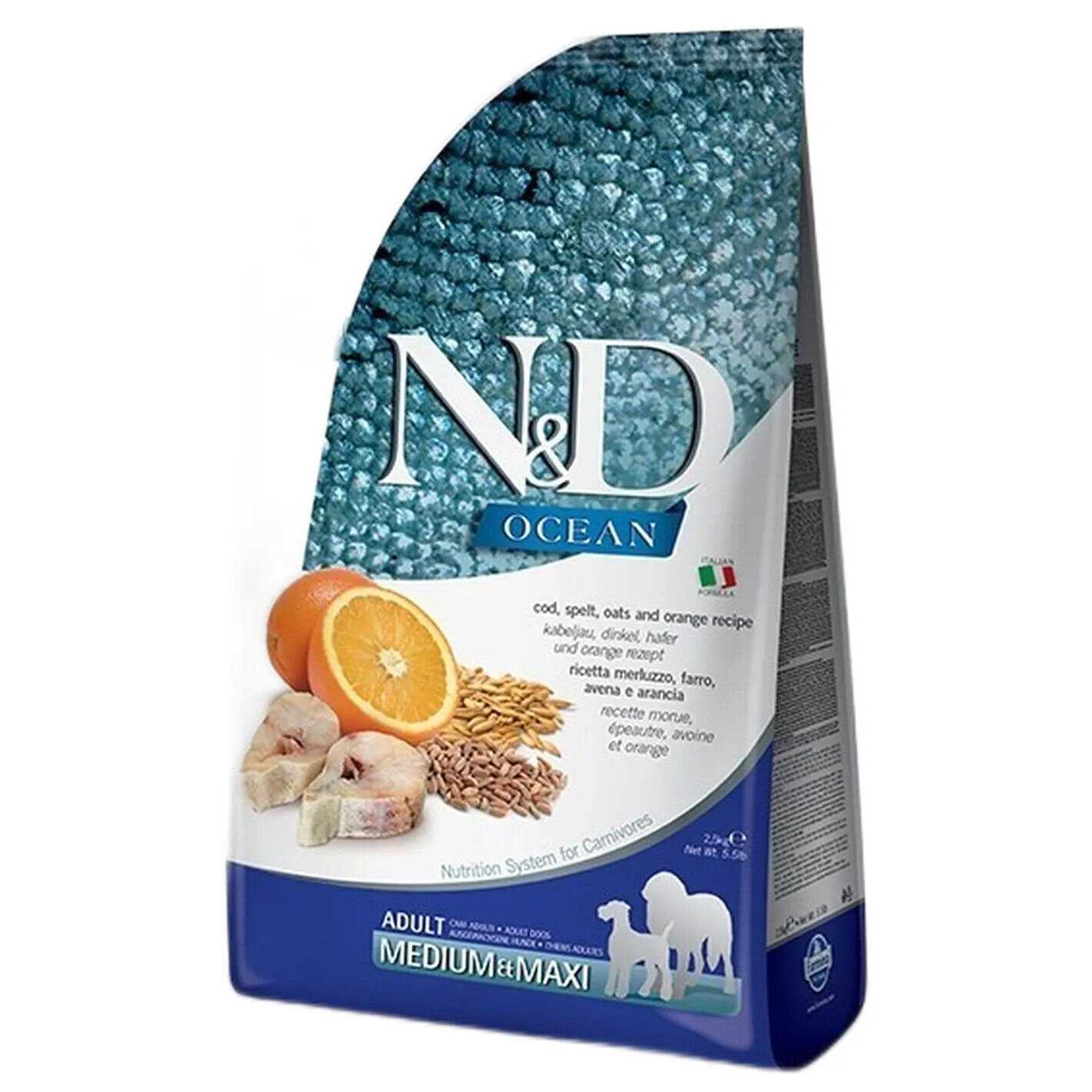 Farmina N&D Ancestral Grain Ocean Cod & Orange Adult Medium & Maxi Dry Dog Food