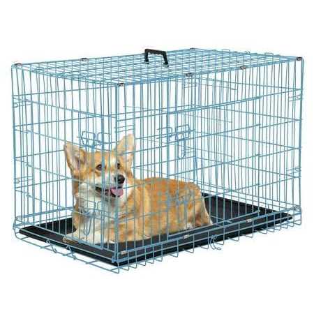 Yrllensdan Foldable Large Dog Crate for Large Dogs, Metal Wire Dog Cage with Plastic Tray and Handle Double-Door Outdoor Dog Crates and