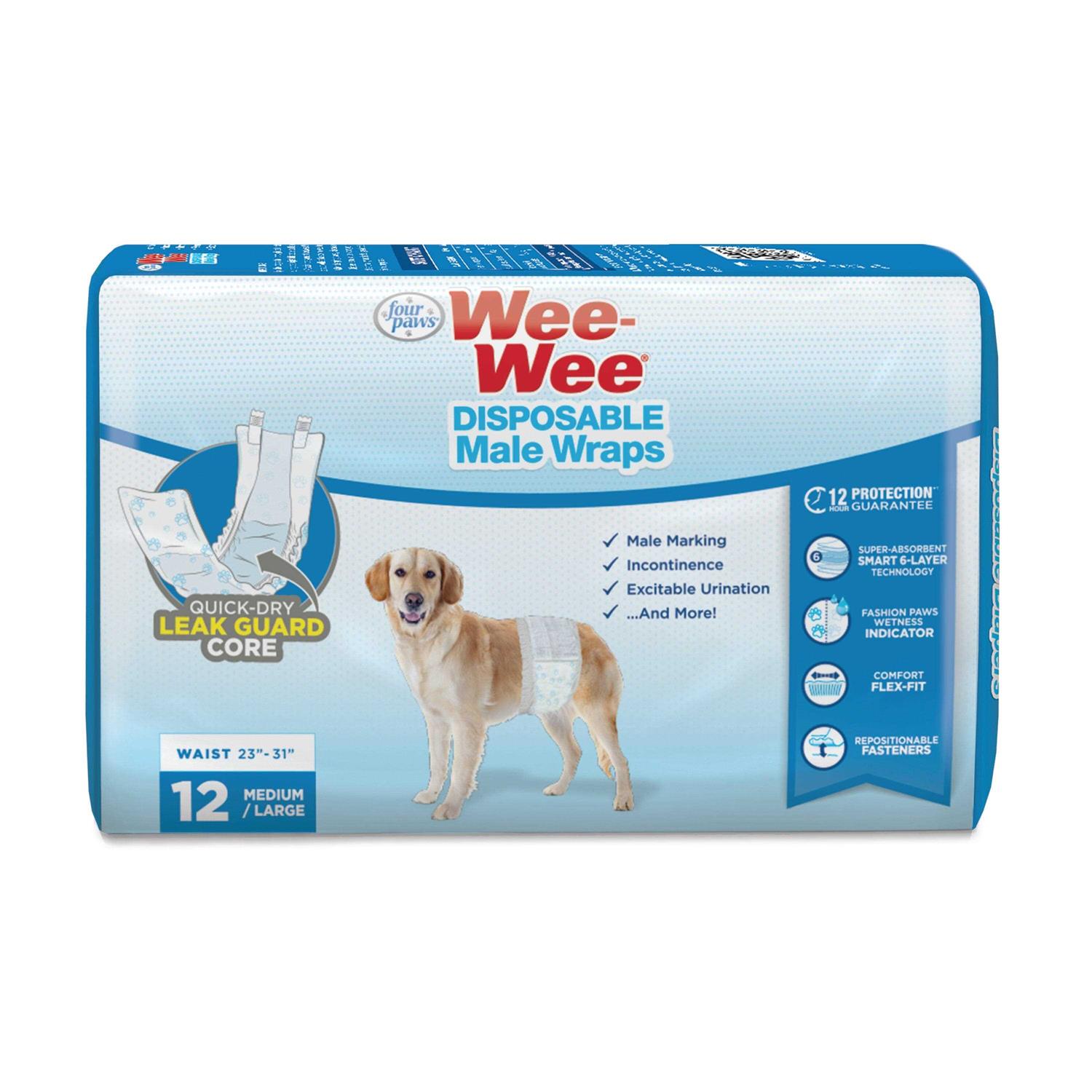 Four Paws Wee Wee Disposable Male Dog Wraps