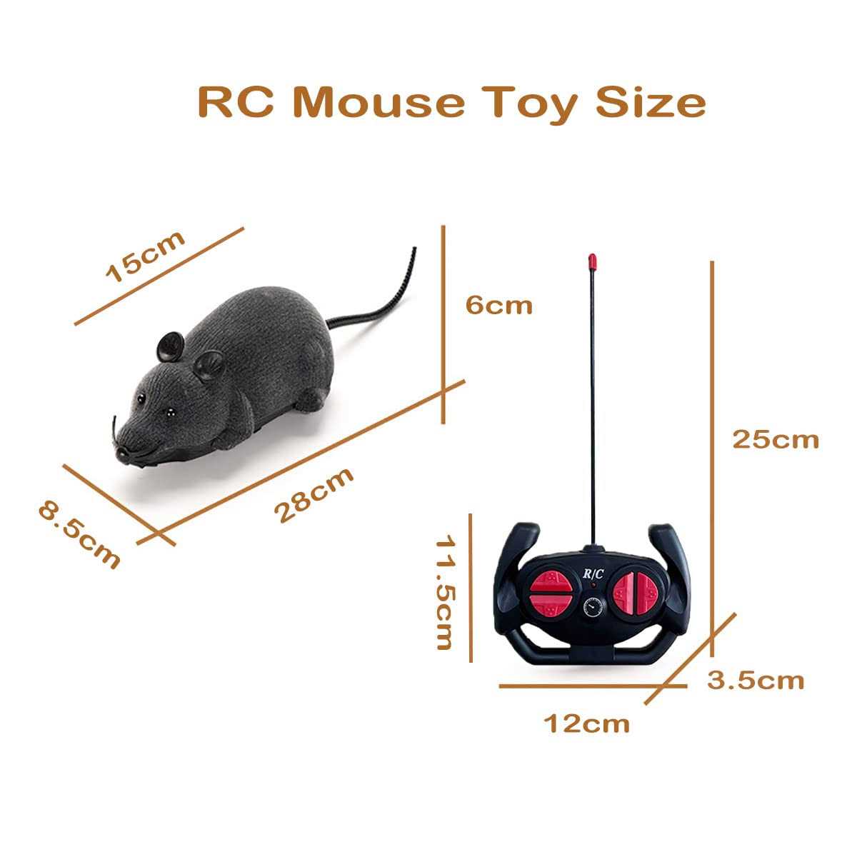 Giveme5 Remote Control Fake Rat Realistic Mouse Cat Toy Mice RC Toy Cat Mice Animal Interactive Toy Figures Cat Running Wheel Wireless Chasing Prank