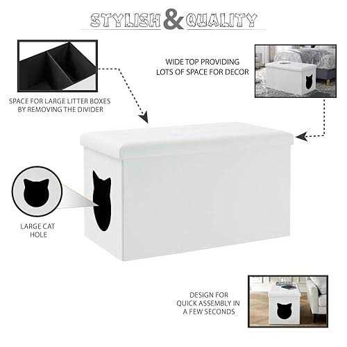 Sweet Barks Designer Cat Litter Box Enclosure Hidden Washroom Bench Ottoman