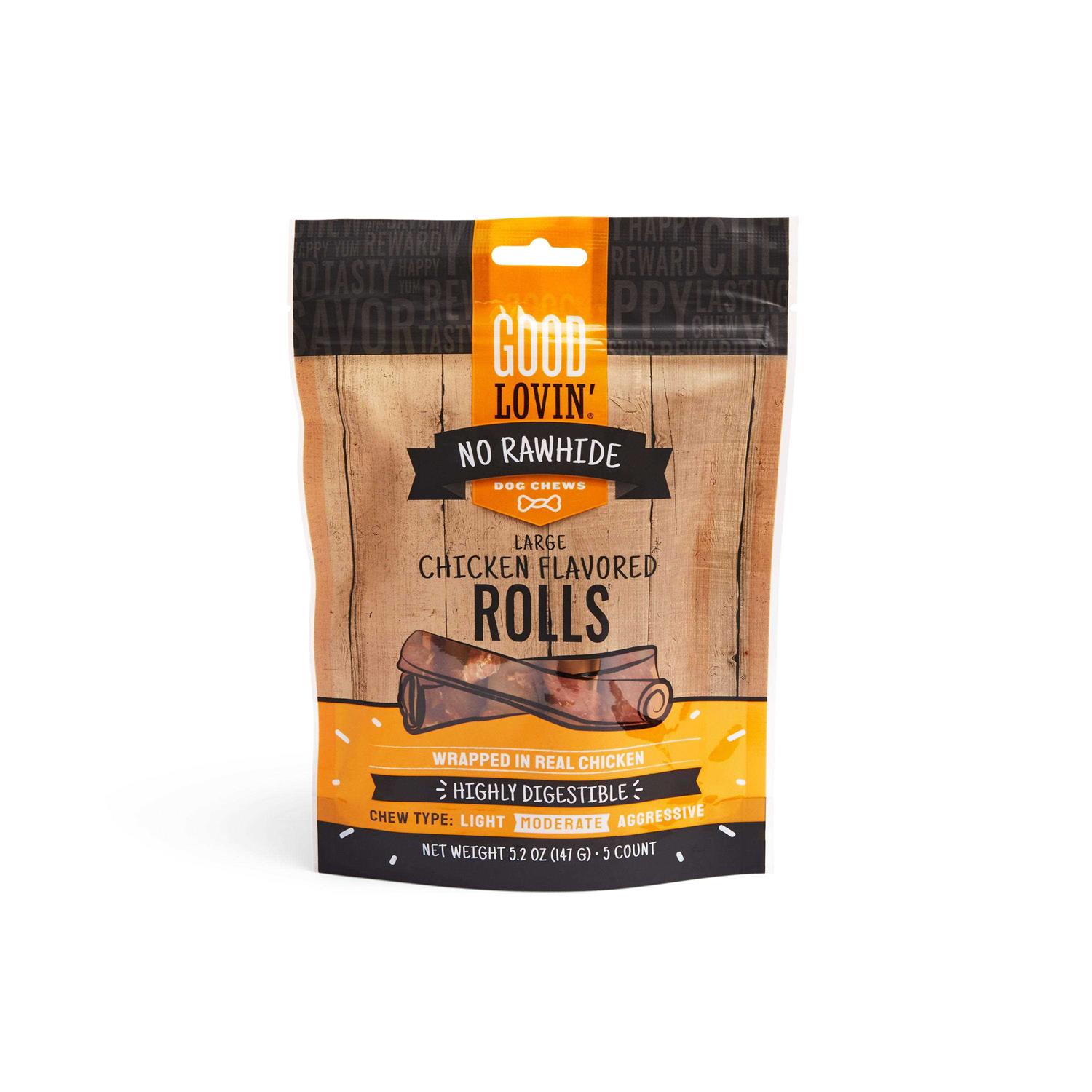 Good Lovin’ No Rawhide Chicken Flavored Rolls for Dogs