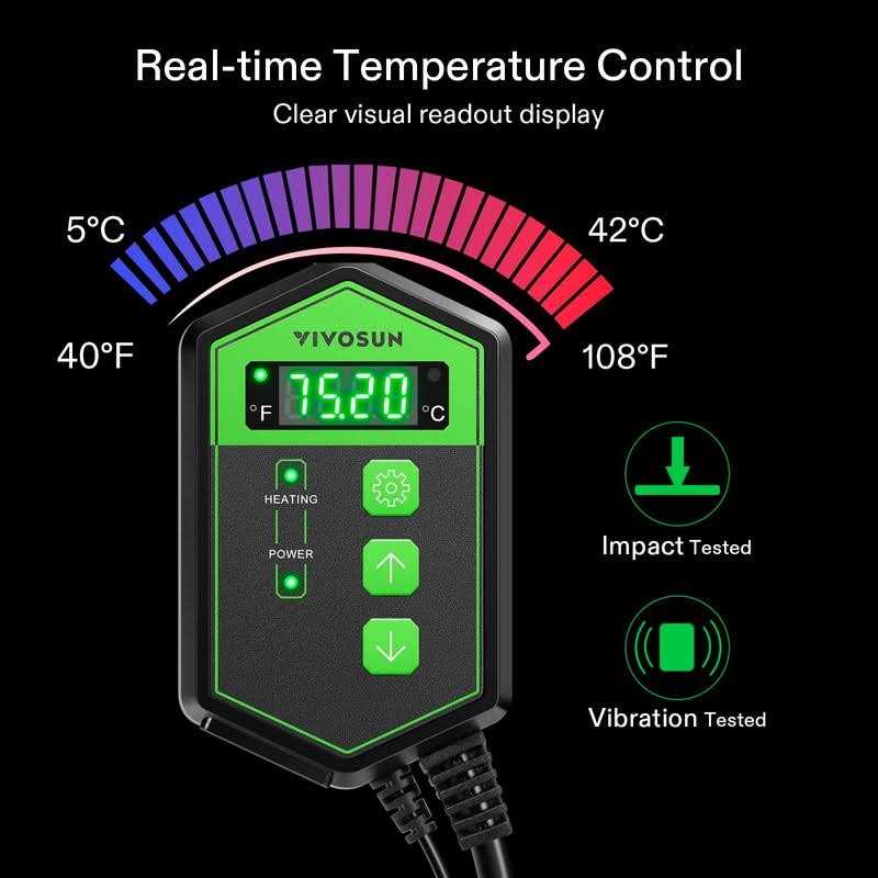 VIVOSUN Digital Heat Mat Thermostat Temperature Controller 40-108 oF 1000W for Reptiles