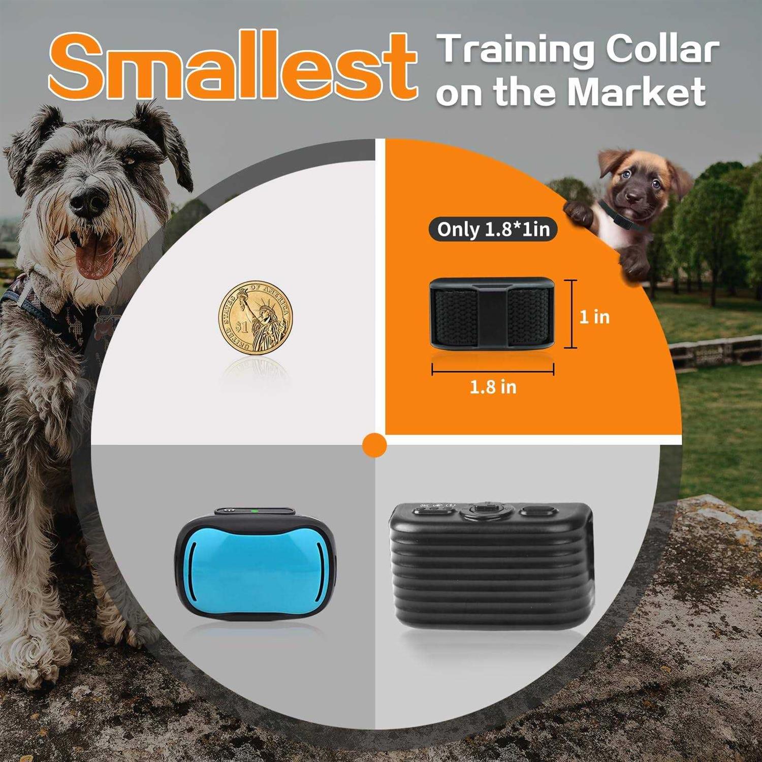 Tiniest Dog Shock Collar Lightest Dog Training Collar with Remote for Small Dogs 5-15lbs & Medium Large Dogs/Puppies