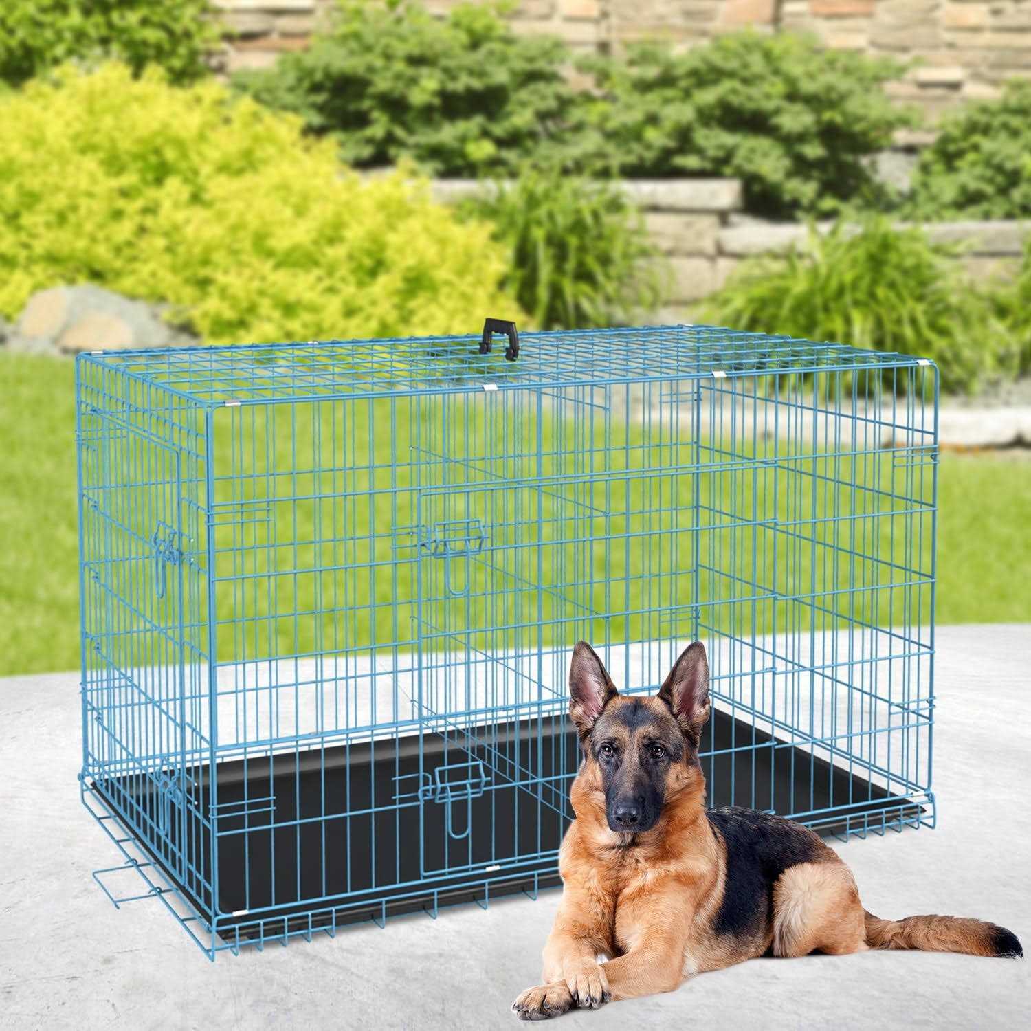 Dkelincs 42 inch Dog Crate Dog Cage for Large Dogs Foldable Metal XL Dog Kennels with 2 Doors
