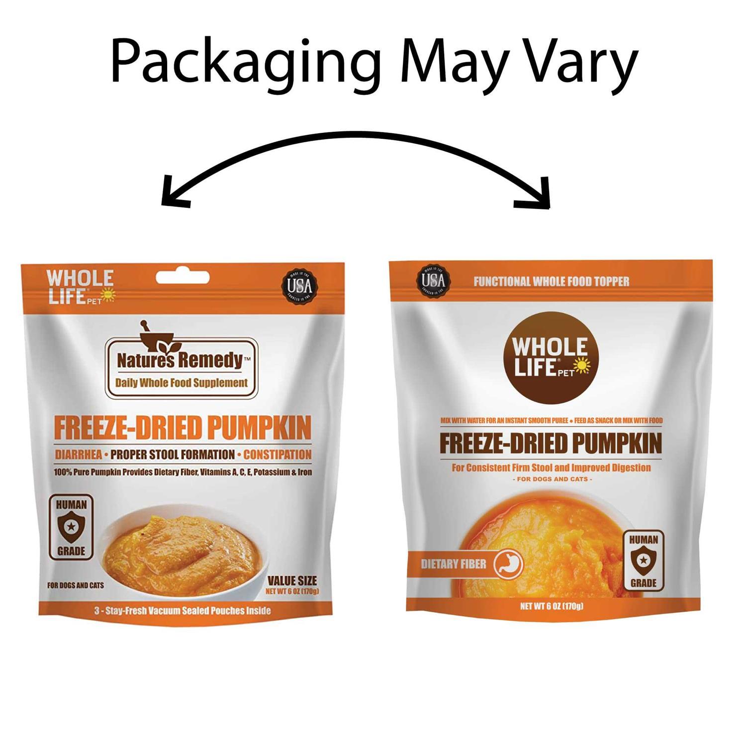 Whole Life Pet Human Grade Freeze Dried Instant Pumpkin Powder for Dogs & Cats