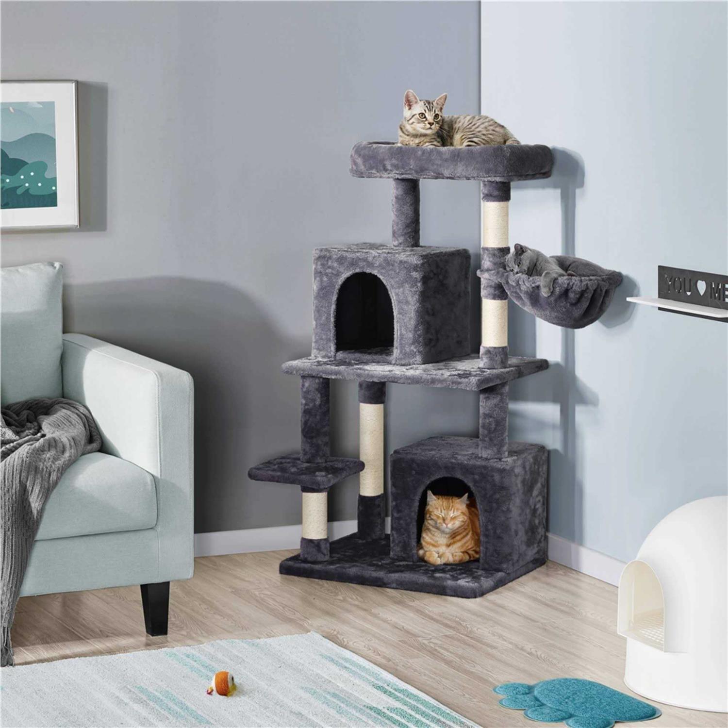 Topeakmart Gray Cat Tree with Two Condos