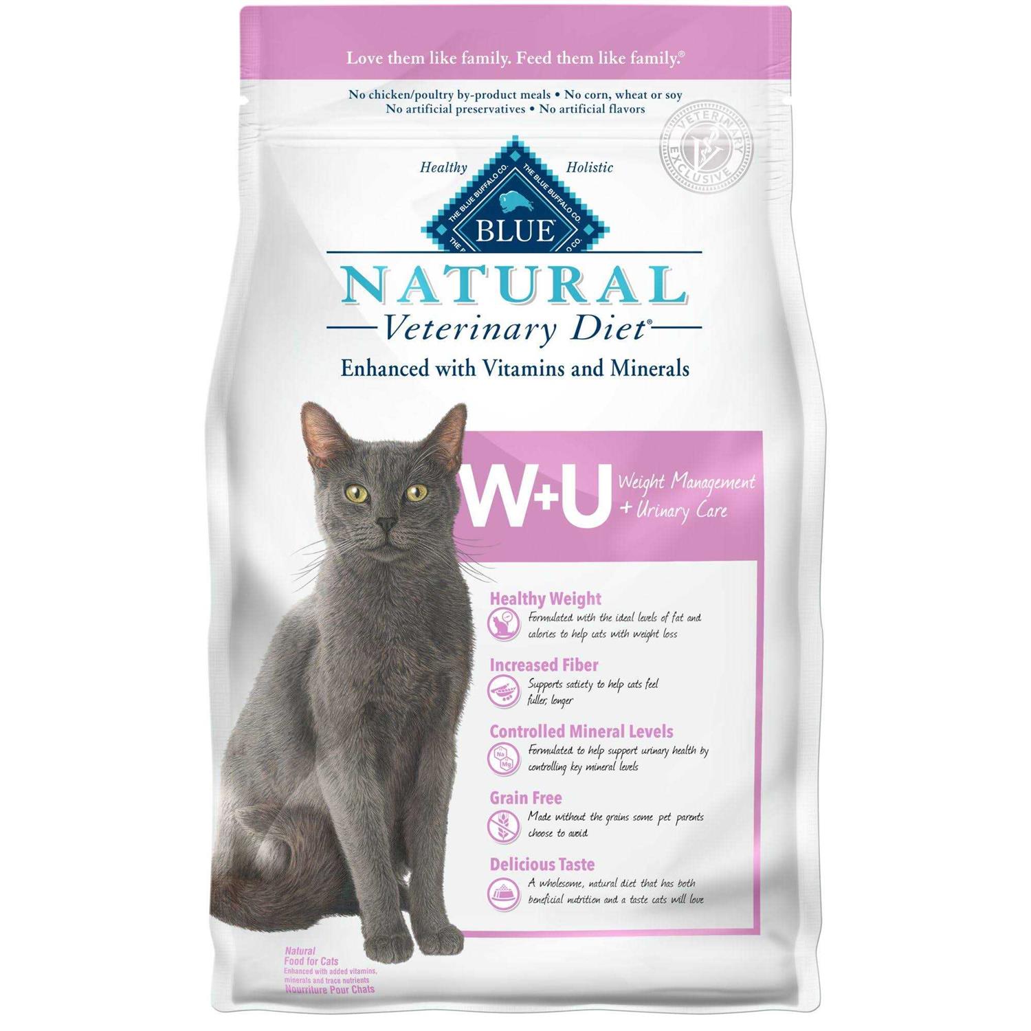 Blue Buffalo Natural Veterinary Diet W+U Weight Management + Urinary Care Dry Cat Food
