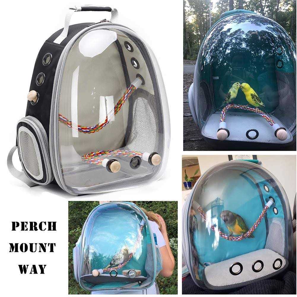 halinfer Bird Carrier Backpack, Bird Travel Backpack with Stainless Steel Tray and Standing Perch