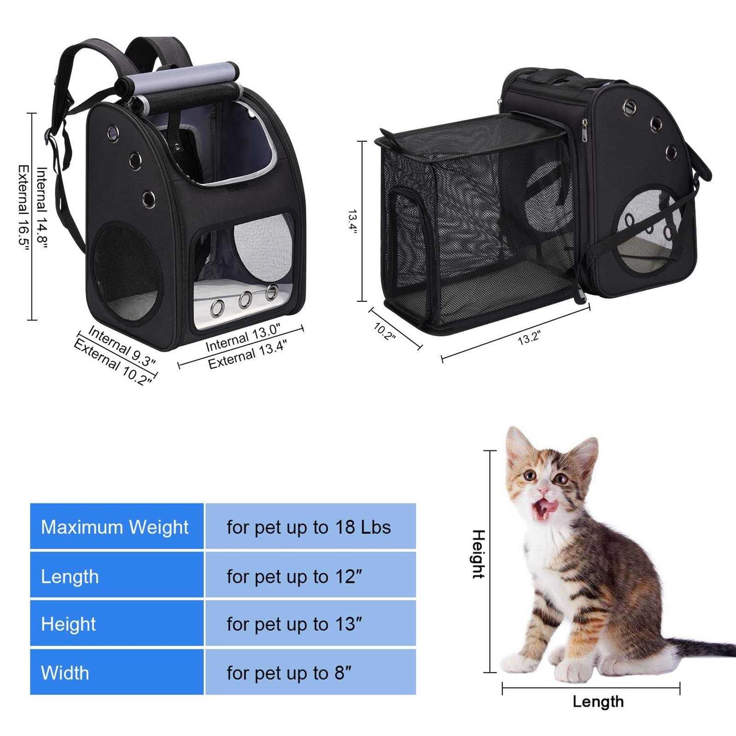 COVONO Expandable Pet Carrier Backpack for Cats, Dogs and Small Animals