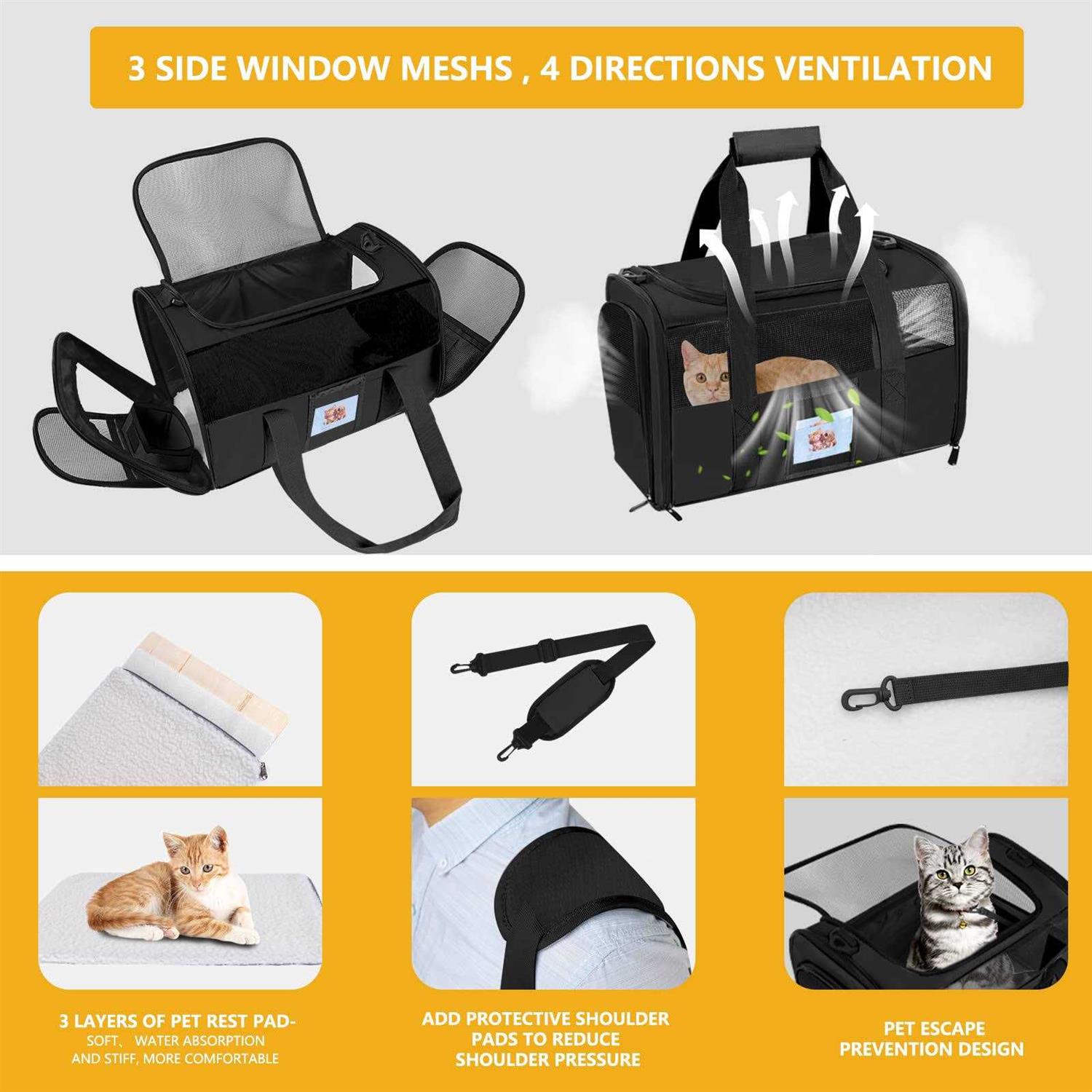 Seclato Cat Carrier Dog Pet Carrier Airline Approved for Cat