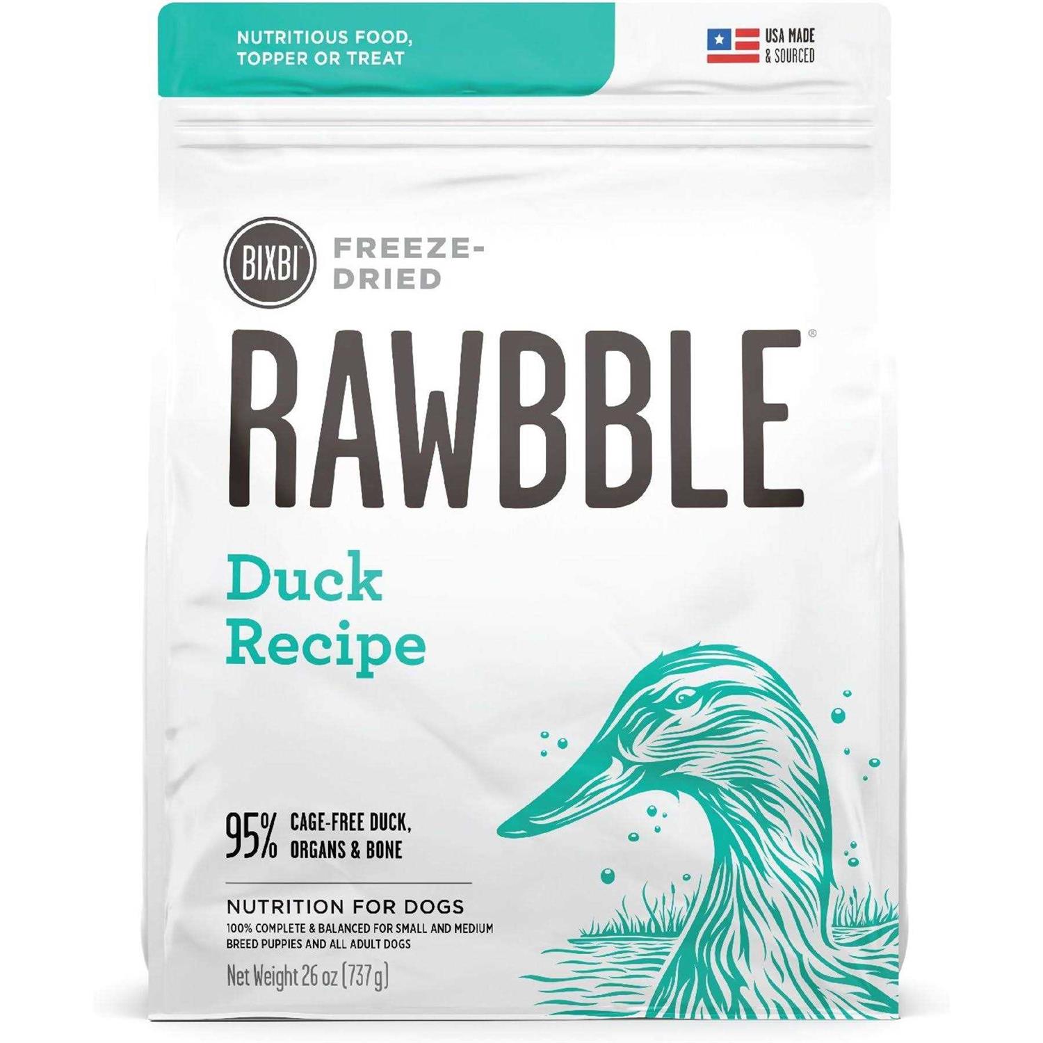 Bixbi Dog Food Rawbble Freeze Dried Duck Recipe