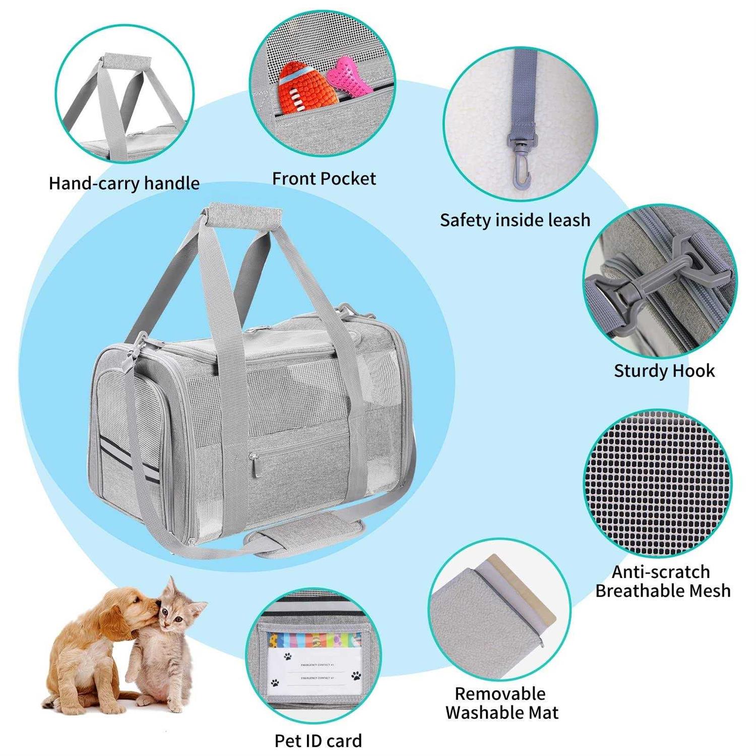 CUSSIOU Cat Carrier Dog Carrier Pet Carrier Airline Approved for Small Dogs Medium Cats Puppies Under 15 Lbs