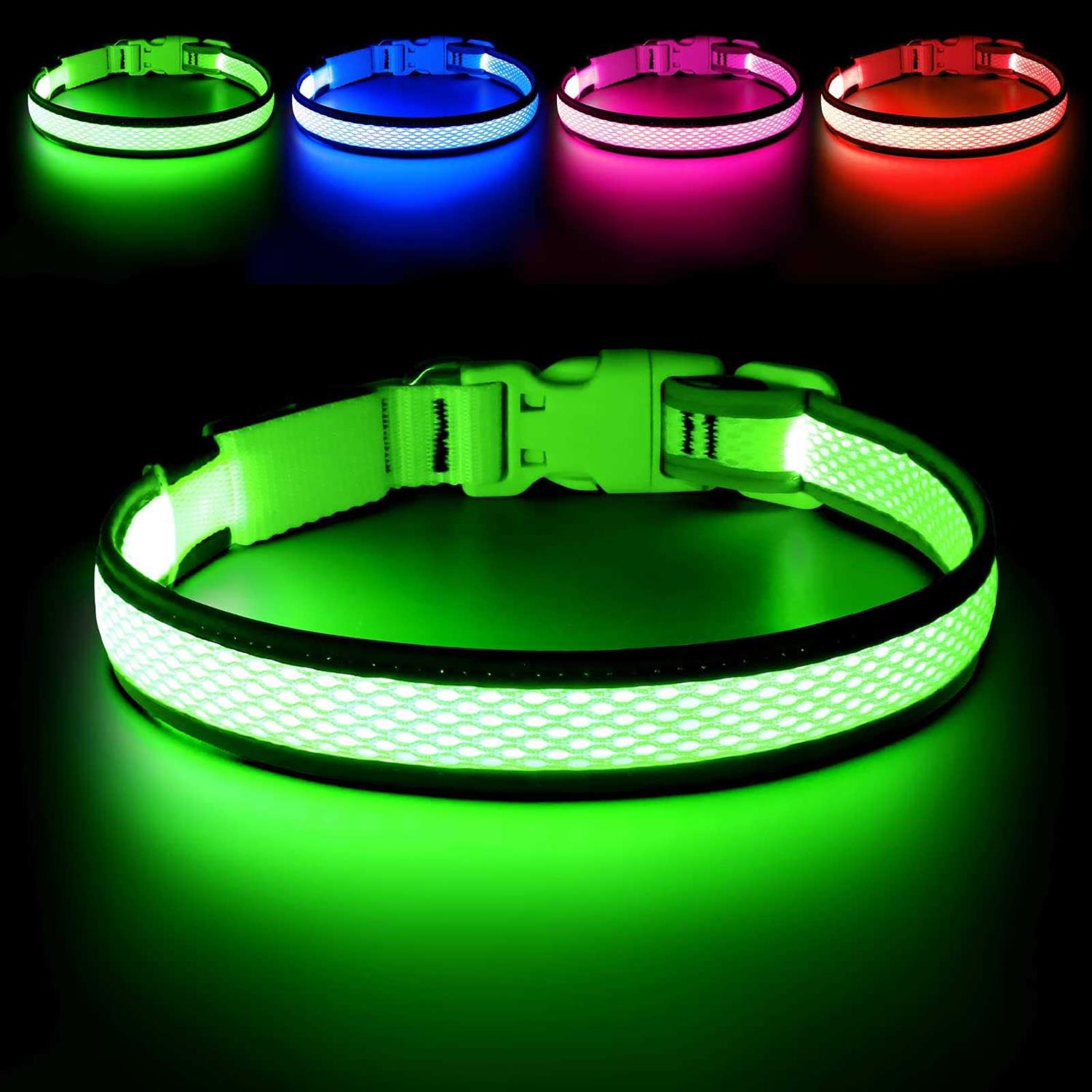 Flashseen LED Dog Collar USB Rechargeable Light Up Dog Collar Lights