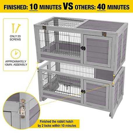 Aivituvin AIR18-F Premium Wooden Rabbit Hutch with Folding Design for Easy Assembly