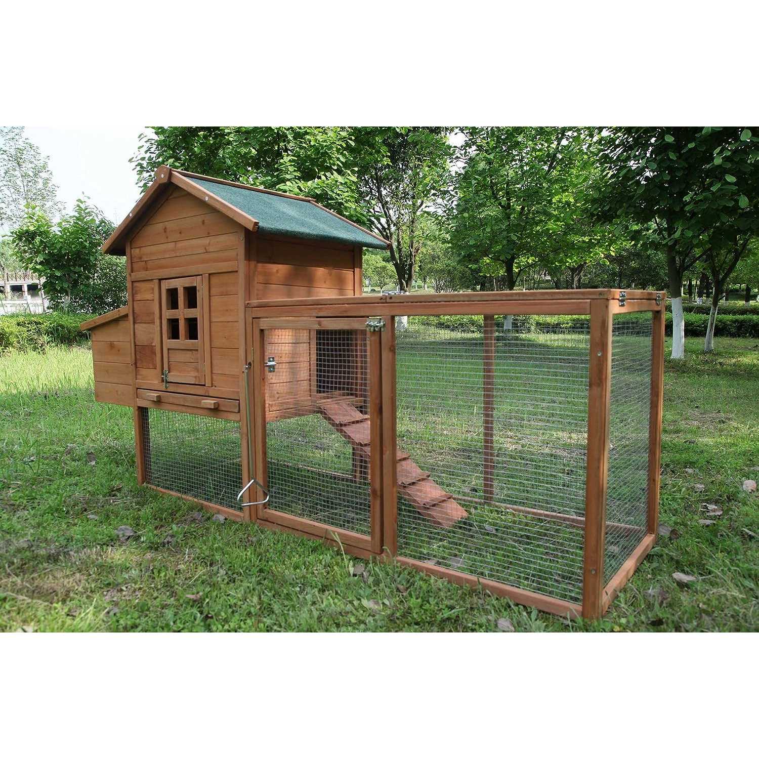 ECOLINEAR Outdoor 80” Wooden Chicken Coop Nest Box Hen House Poultry Pet Hutch Garden Backyard Cage