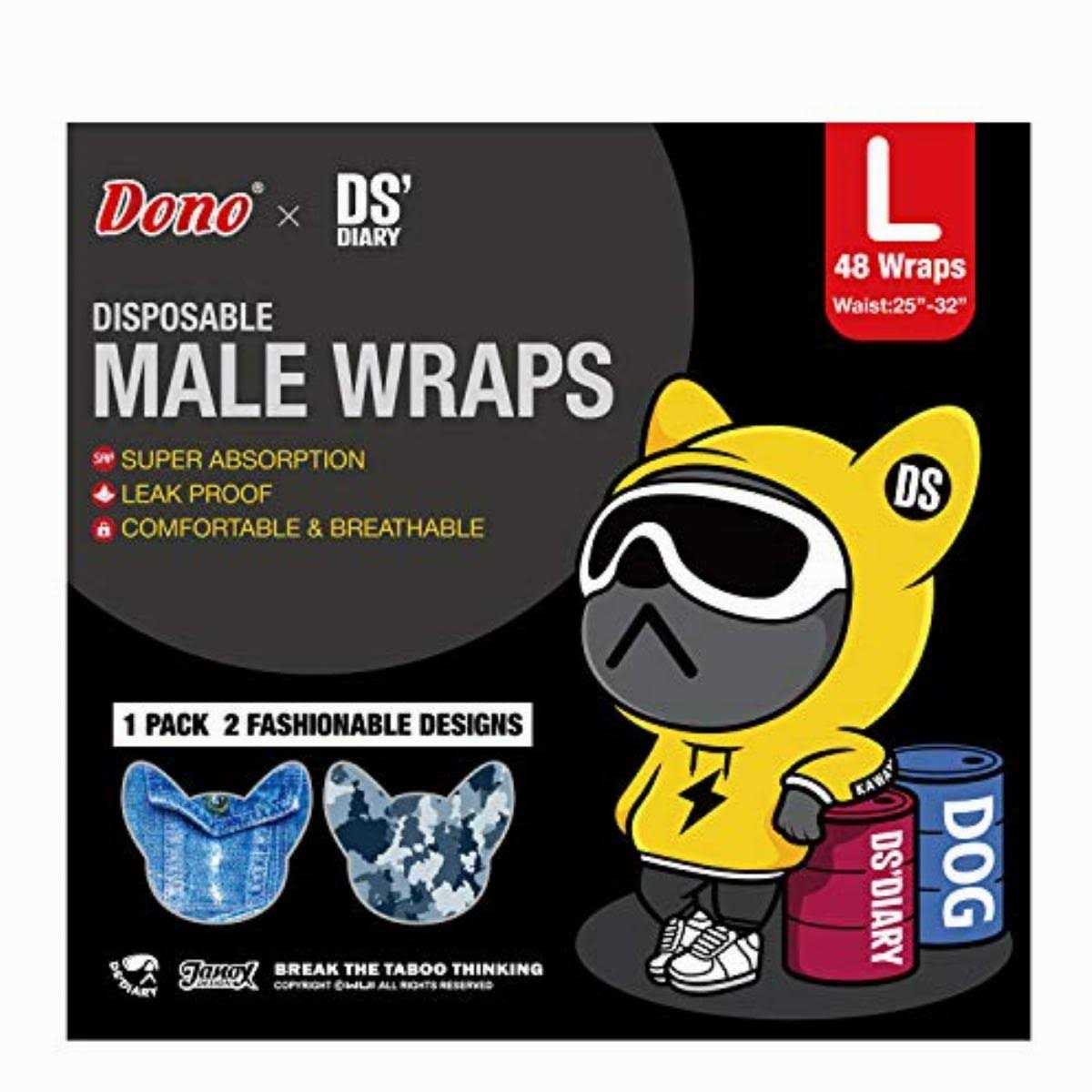 Dono Dog Diapers Male Disposable Male Dog Wraps 48 count Wider Doggie Puppy Diapers Male Belly Bands