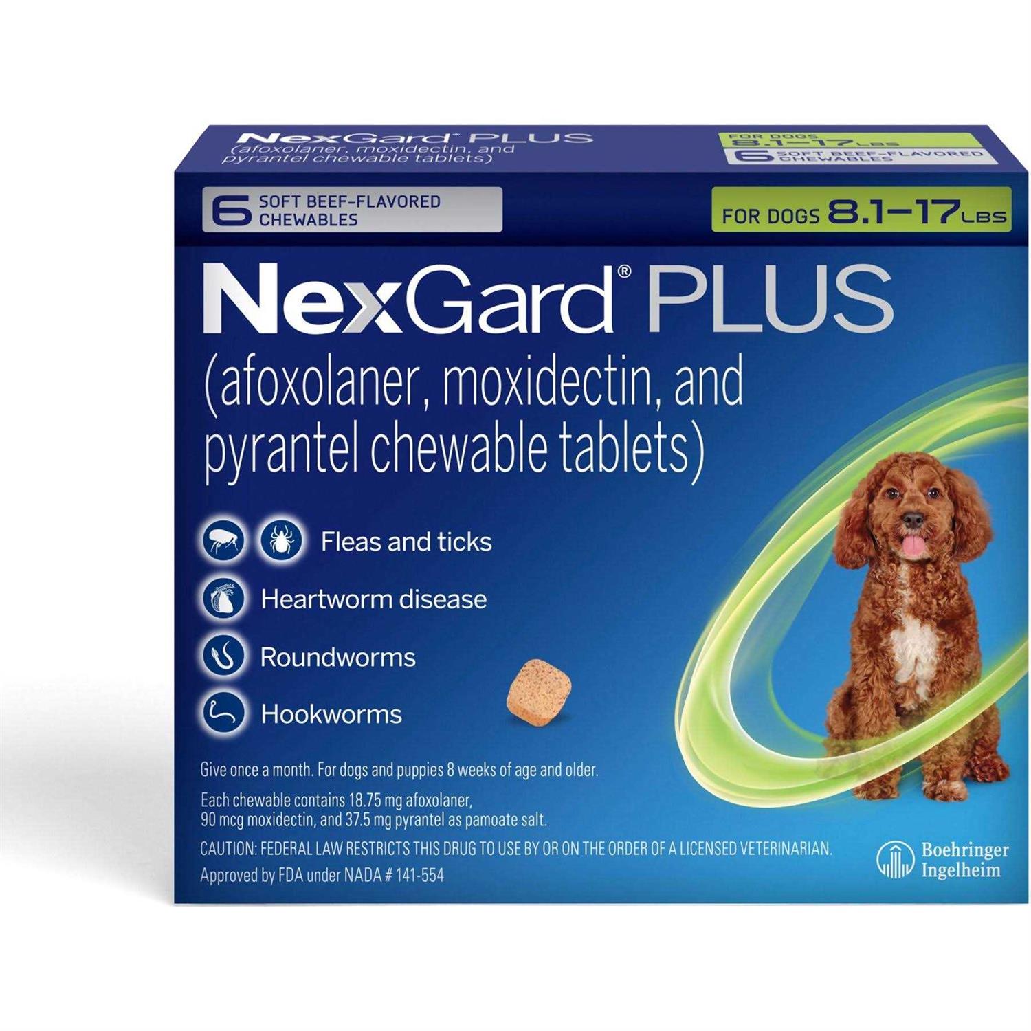 NexGard Plus Chewables for Dogs 8.1-17 lbs