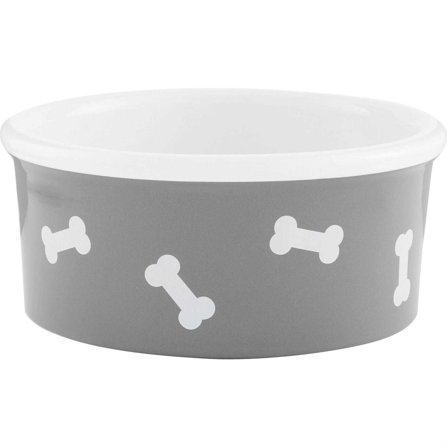 Signature Housewares Bones Non-Skid Ceramic Dog Bowl