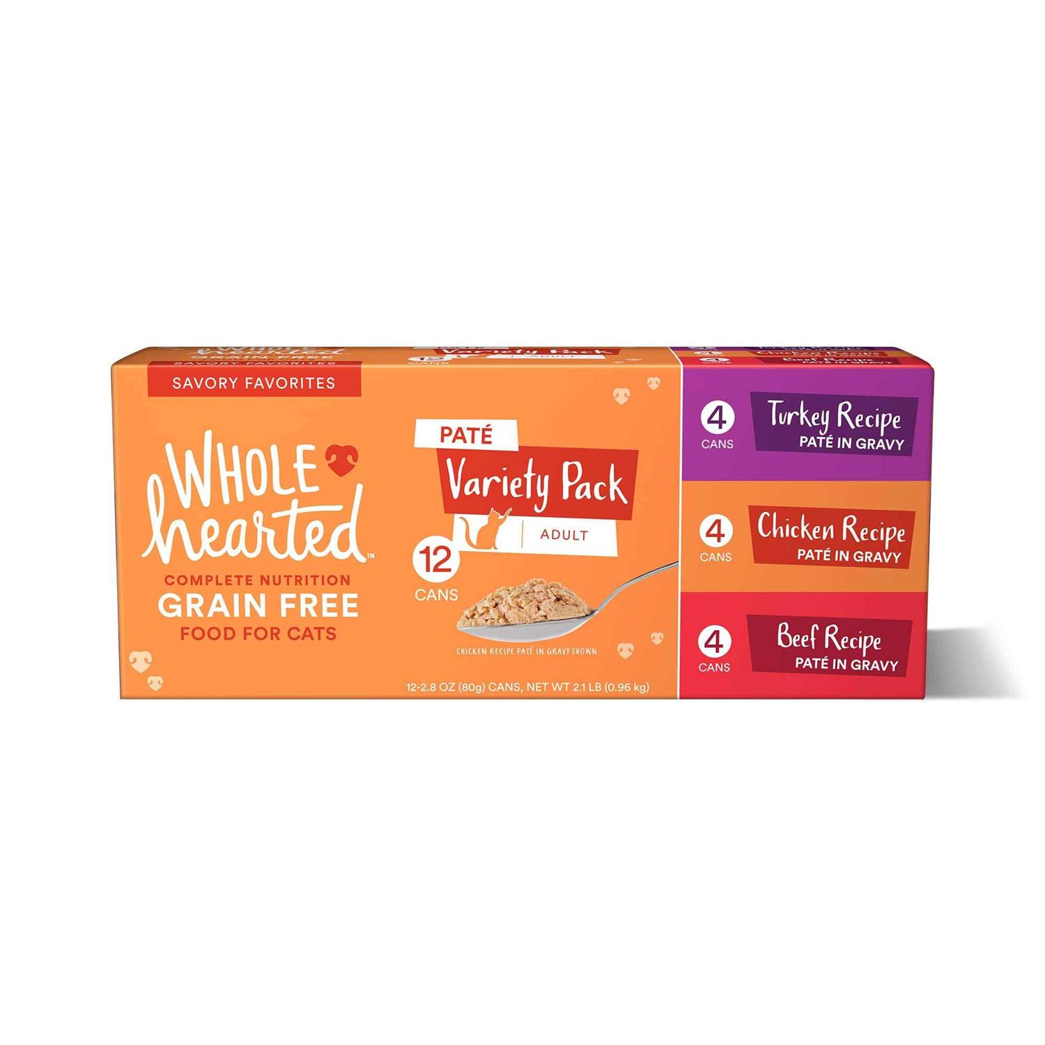 WholeHearted Grain Free Pate Savory Favorites Adult Wet Cat Food Variety Pack