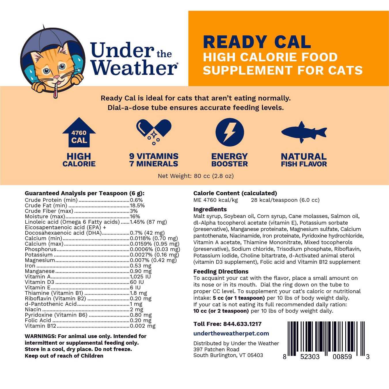 Under the Weather Ready Cal High Calorie Food Supplement for Cats
