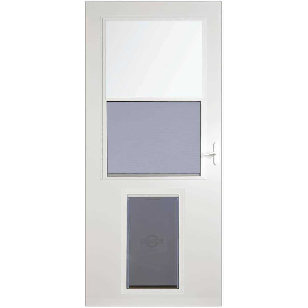 LARSON Pet Door XL 81-in White High-view Wood Core Storm Door