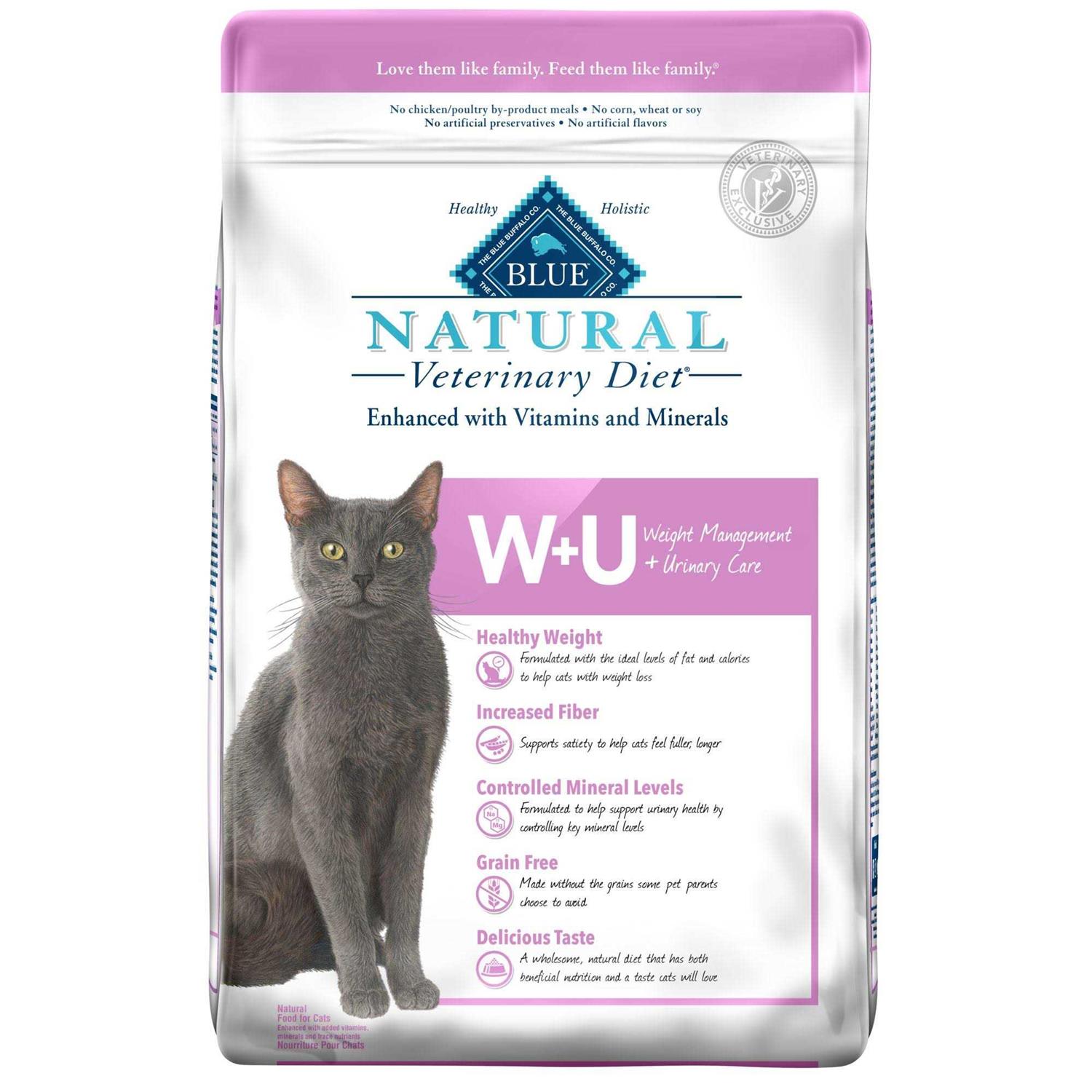 Blue Buffalo Natural Veterinary Diet W+U Weight Management + Urinary Care Dry Cat Food