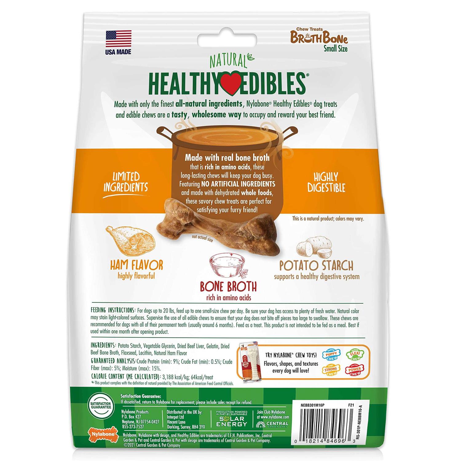 Nylabone Natural Healthy Edibles Broth Bone Chew Treats