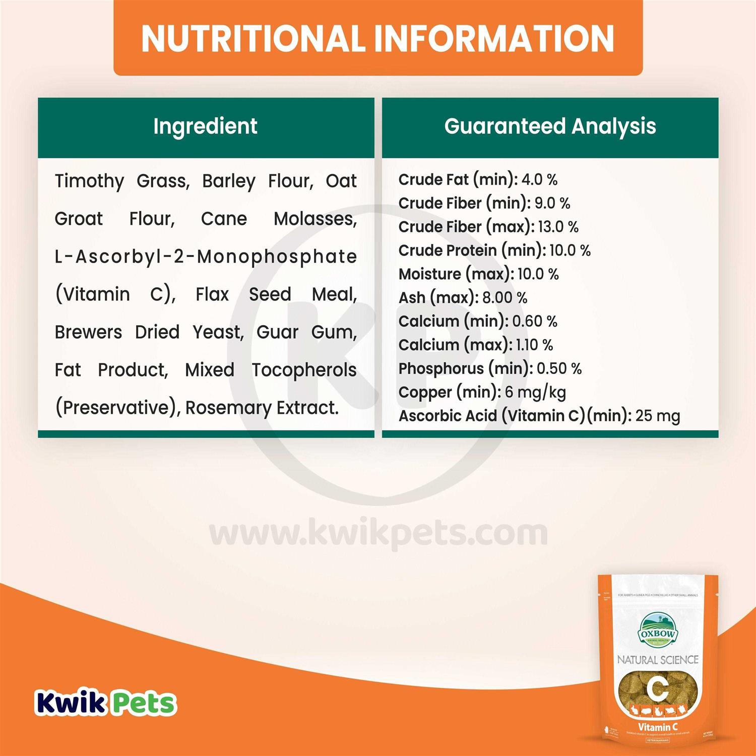 Oxbow Natural Science Vitamin C Supplement
