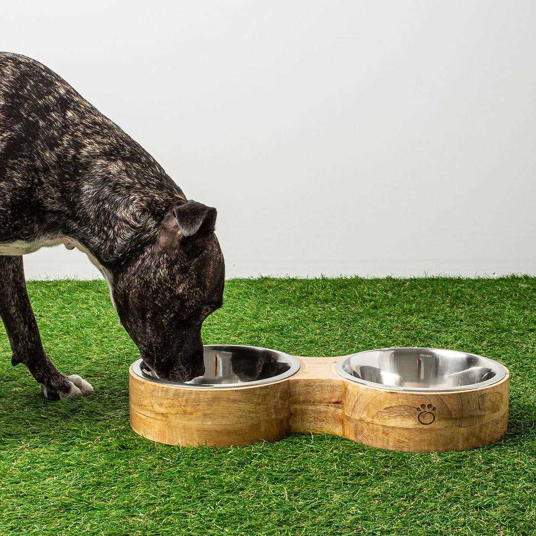 GF Pet Double Diner Wood & Metal Feeder