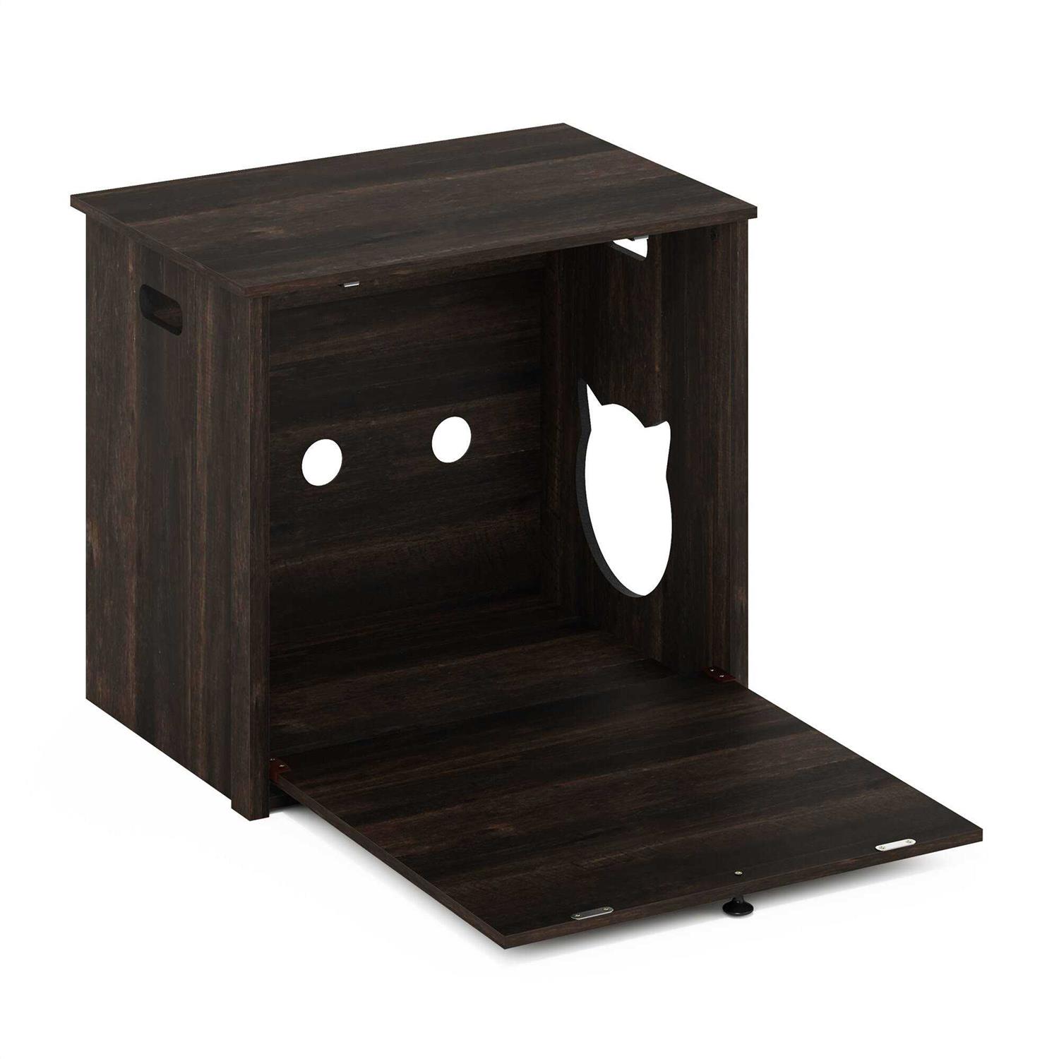 Furinno Peli Small Cat Litter Box Enclosure with Single Door FH22306RBR