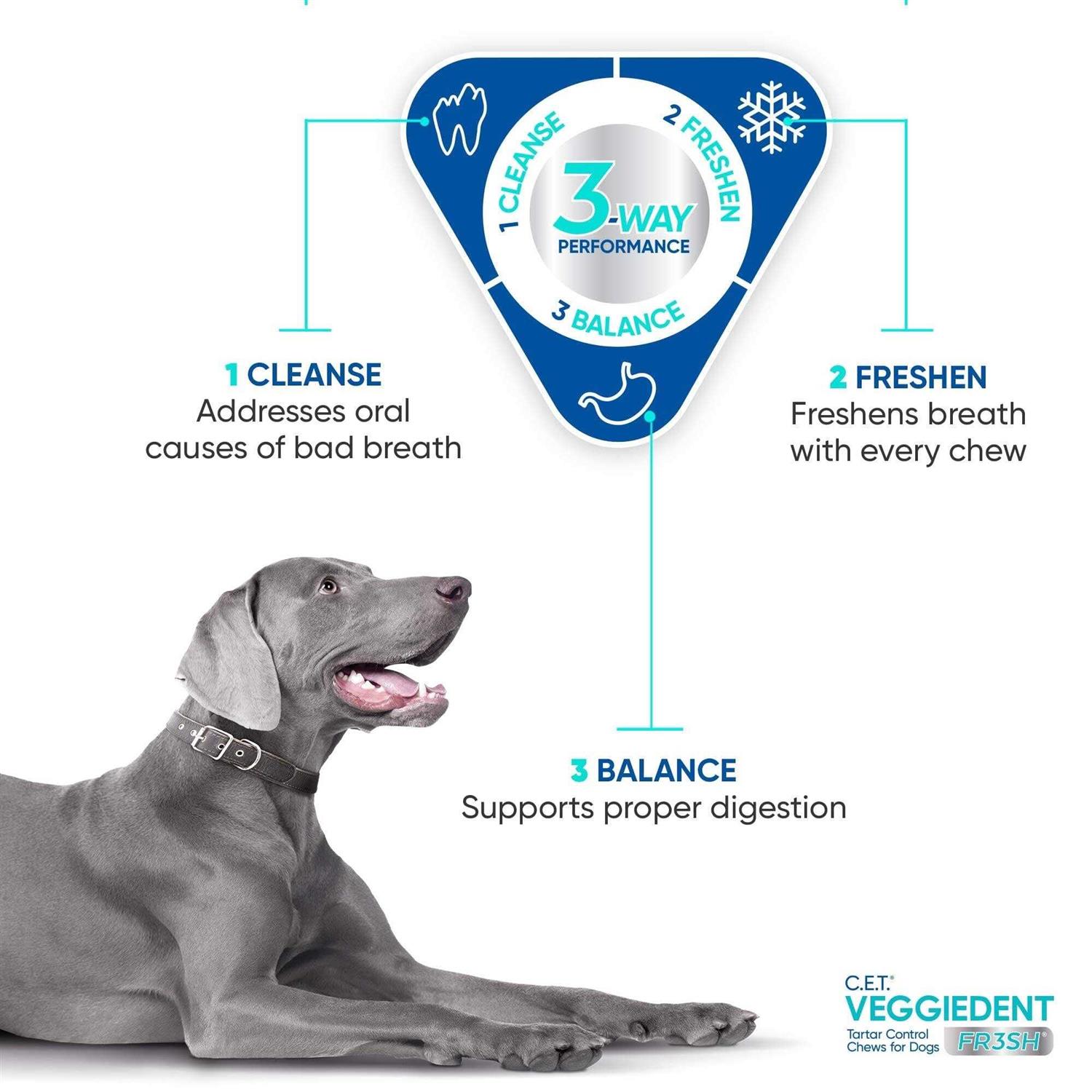 Virbac C.E.T. VeggieDent FR3SH Tartar Control Chews for Dogs