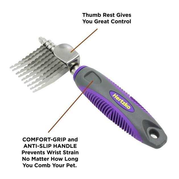 Hertzko Pet Dematting Comb for Dogs Cats Undercoat Rake Grooming Brush with Safety Edges