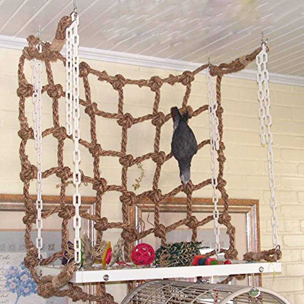 Bird Climbing Net Bird Toy Parrot Hanging Rope Swing Net Game Rope Ladder Chew Toy for Parakeet,Cockatiel,Cockatoo,Conure,Mini Macaw