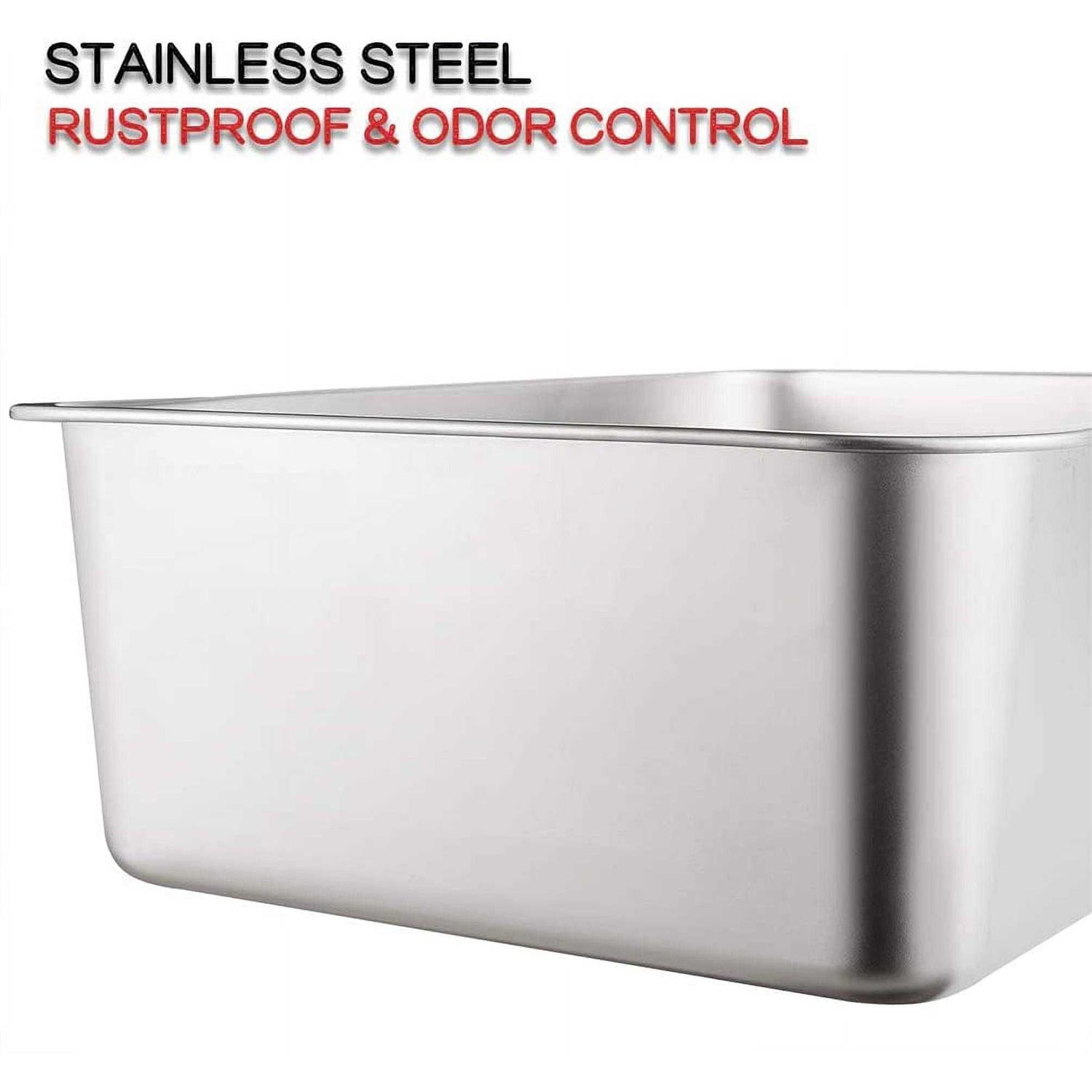 Yangbaga Stainless Steel Litter Box for Cat and Rabbit Odor Control Litter Pan