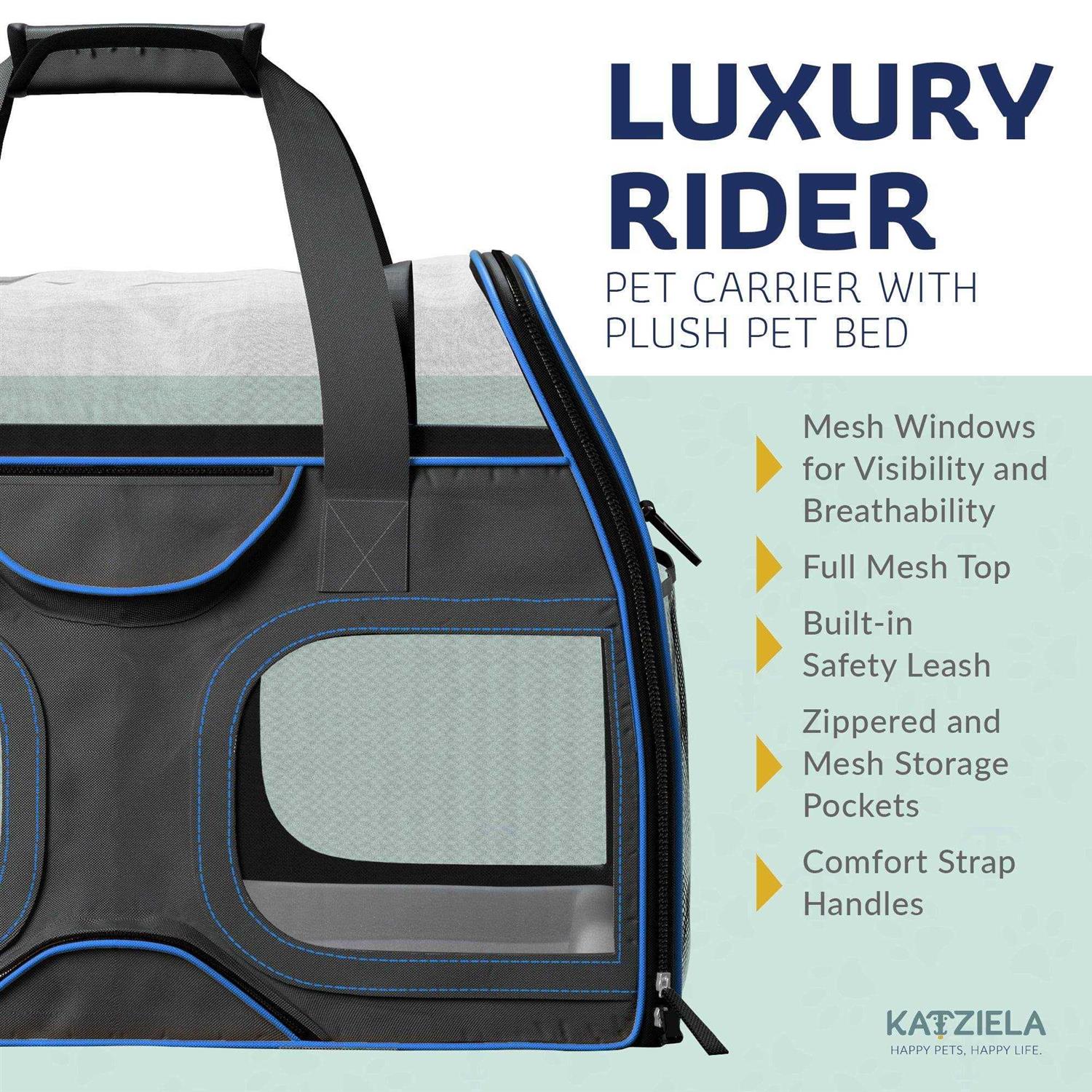 Katziela Luxury Rider Pro Pet Carrier with Removable Wheels and Double Telescopic Handle