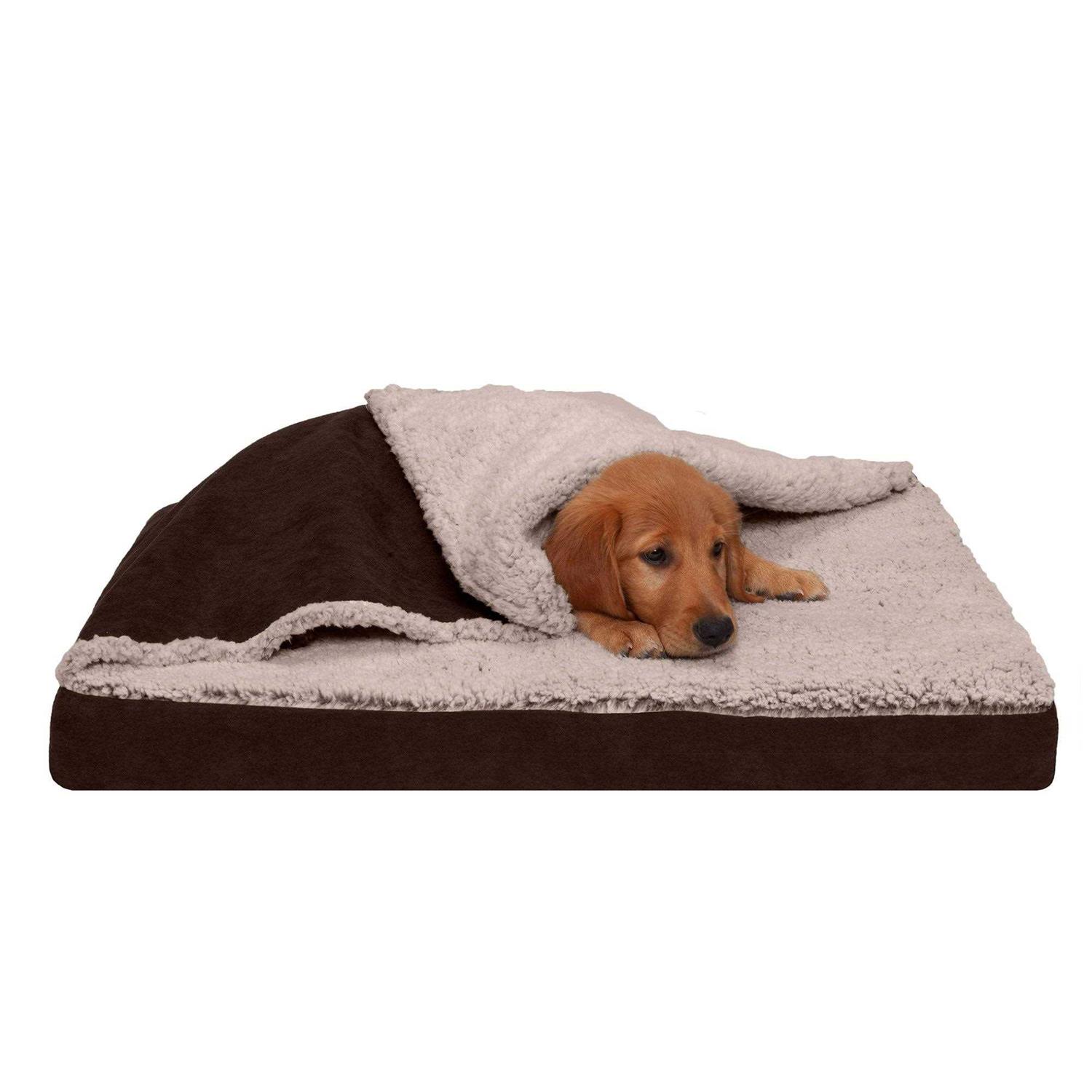 FurHaven Berber & Suede Blanket Top Top Dog Bed